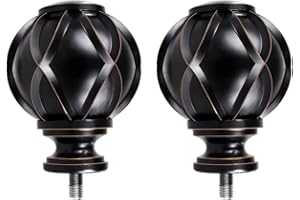 HOTOZON Black Replacement Finials for 3/4 and 5/8 Inch Diameter Curtain Rods, Samll Decorative Drapery Rod Finials, Set of 2 …