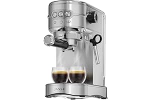 JASSY Espresso Machine 20 Bar Cappuccino Makers with Milk Frother for Espresso/Cappuccino/Latte/Mocha for Home Brewing with 35 oz Removable Water Tank/Single & Double Cup/1450W