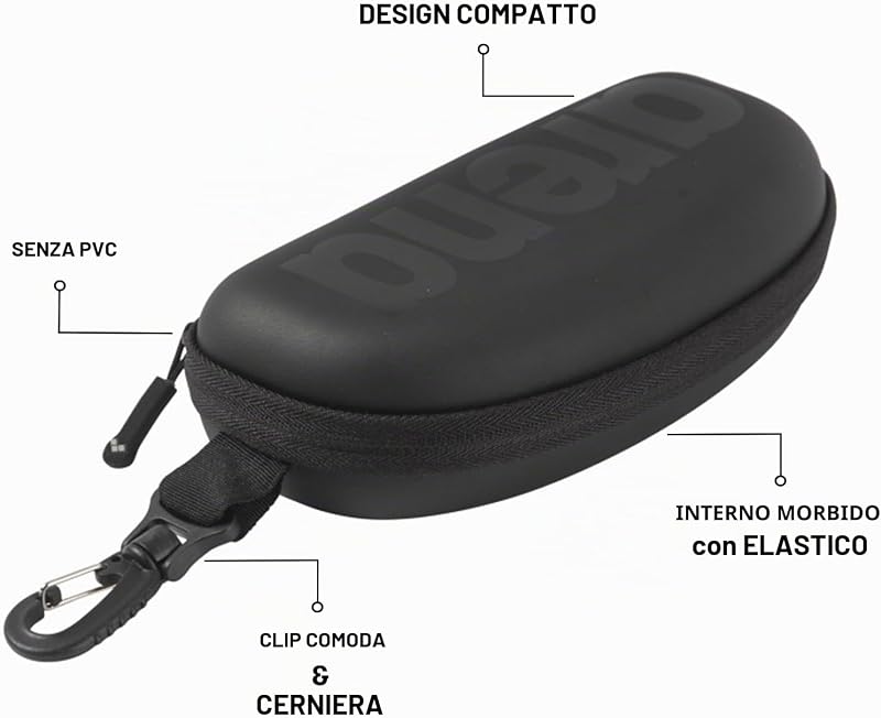 Astuccio per Occhialini da Nuoto, Custodia Occhialini, Astuccio Rigido, Goggle Case, Colore Nero