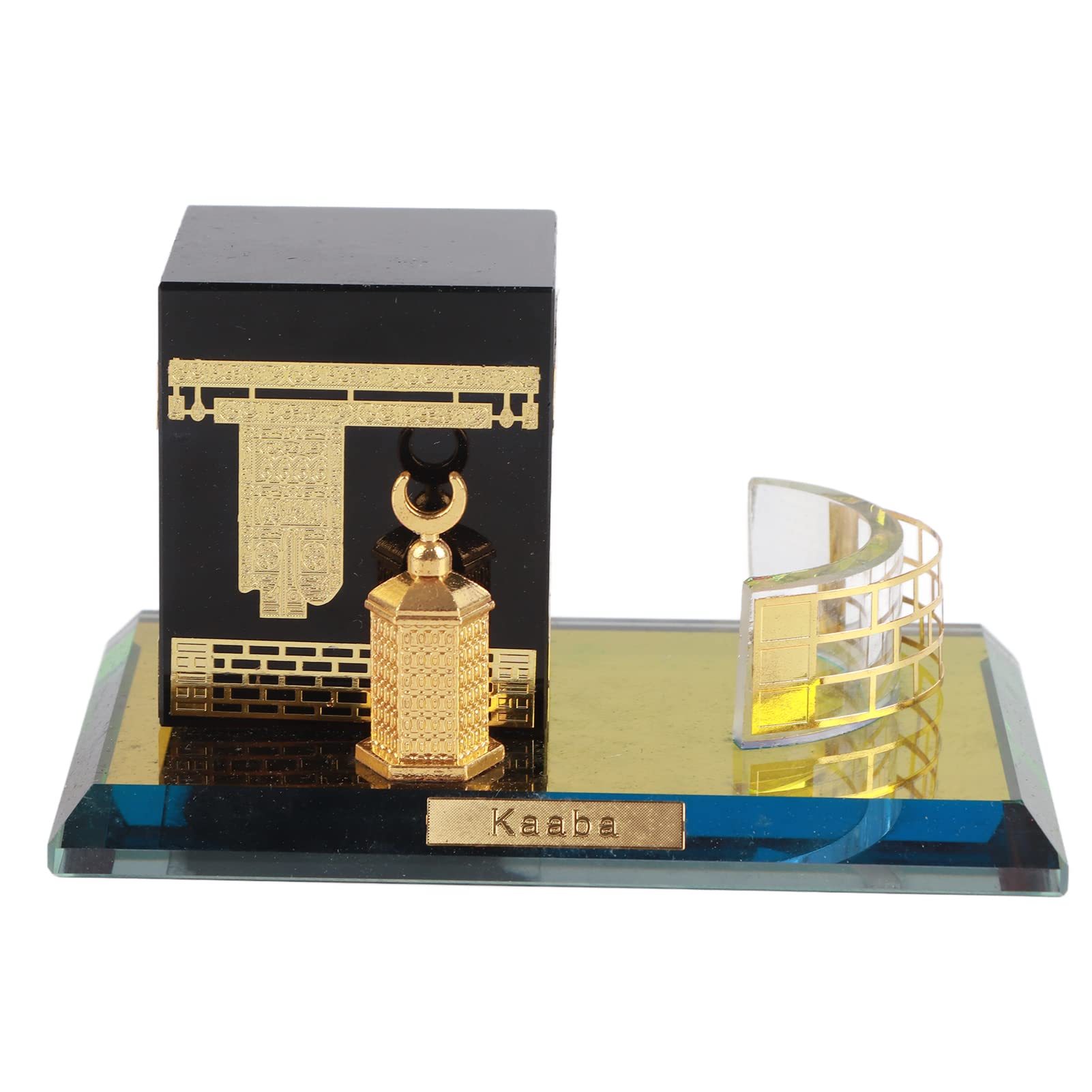 Pssopp Crystal Gilded Kaaba Piece Set Replica - Islamic Building Showpiece for Home Table Car Decor Muslim Handicrafts Gifts and Souvenirs