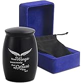 Small Urns for Human Ashes Keepsake,2.7Inch Mini Urns for Human Ashes with Angel Wings,Memorial Gifts for Loss of Loved One - Unique Travel Urn Miniature Ash Holder Tiny Urn,Black