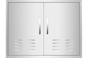 OUKIDR Outdoor Kitchen Door, 30W X 21H Inch Stainless Steel BBQ Access Door with Handle, Vents, Flush Mount Doors for Grill Station and BBQ Island