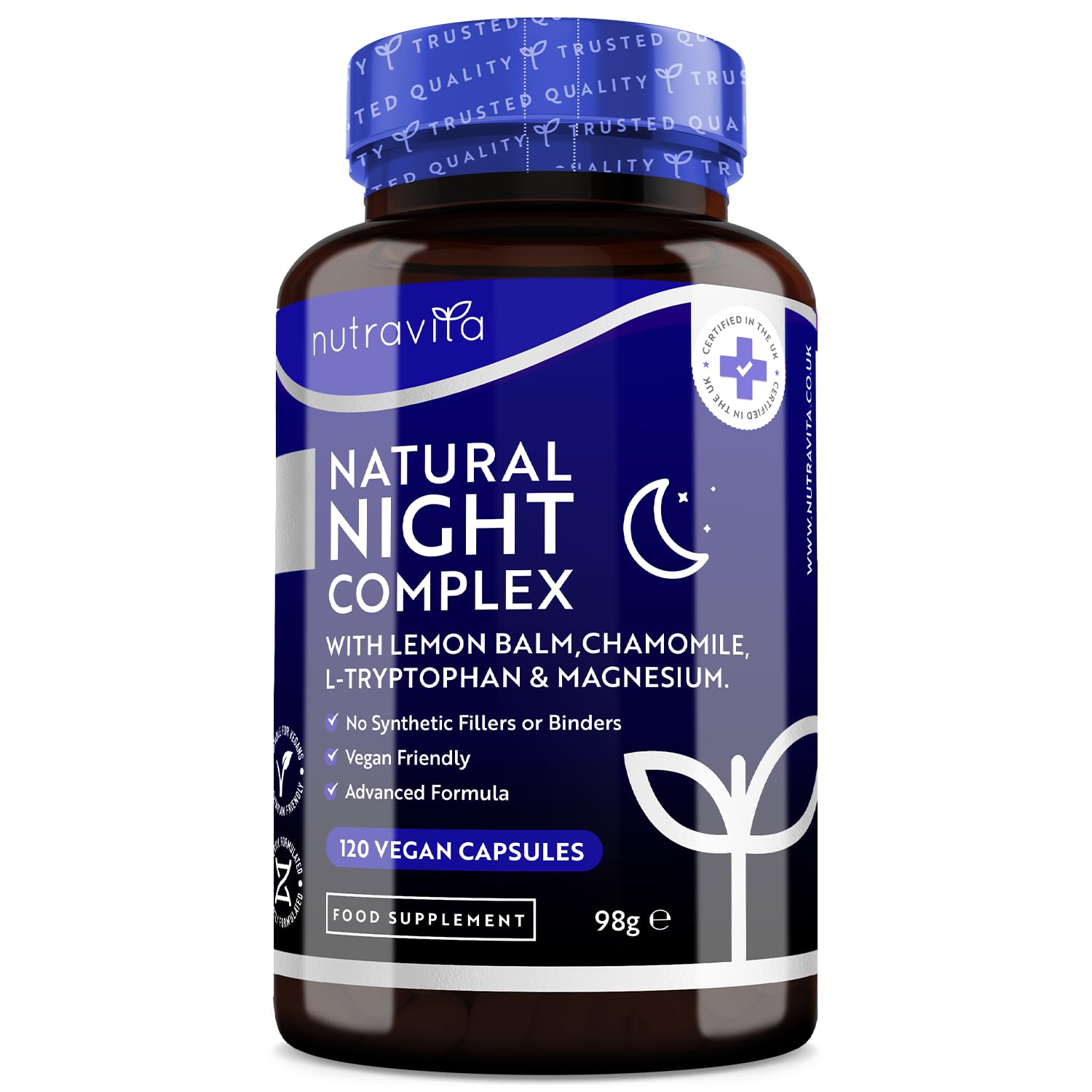 Natural Night Complex – Vitamin B12 – 120 Vegan Capsules – 4 Month Supply