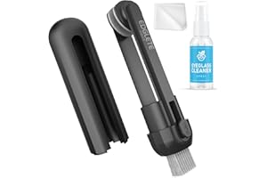 EDGLETE Glasses Cleaner Eyeglass Cleaning Kit, Lens Cleaners Spray with Microfiber Cloth, Portable Glasses Cleaning Kit for Travel, Safe Eyeglasses Cleaner Tool, No Streaks Scratch, Black