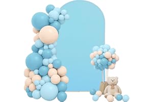 FEINIGESI Wedding Arch Cover 6.6FT Baby Blue Spandex Fitted Backdrop Stand Cover Round Top Stand Covers Double-Side Stretchy Chiara Cover for Wedding Banquet Birthday Party Ceremony Baby Shower Decoration