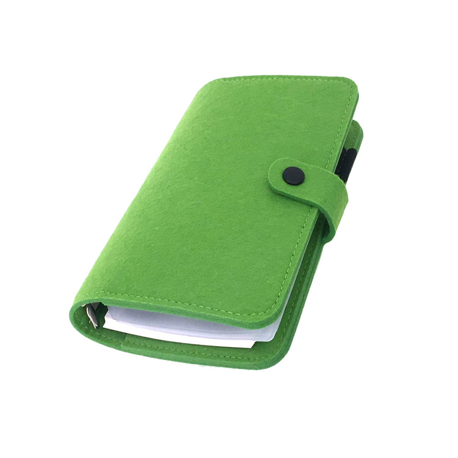 A6/ A5 6-Holes Felt Cover Round Ring View Binder File Folder for Loose Leaf Sheet Protectors/Binder Cover Protector, Deep Olive Green, A6 Combo