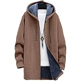 BIVENANT Men's Long Cardigan Hoodies Aztec Cowboys Hooded Jackets Zip up Western Fleece Winter Coats with Pockets