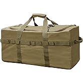 Large Military Duffle Bag Tactical Camping Storage Utility Tote Bag Camping Kitchen Organizer with Deployment Cargo Bag Travel Sports Equipment (Khaki, Medium 25.59"x13.78"x13.78")
