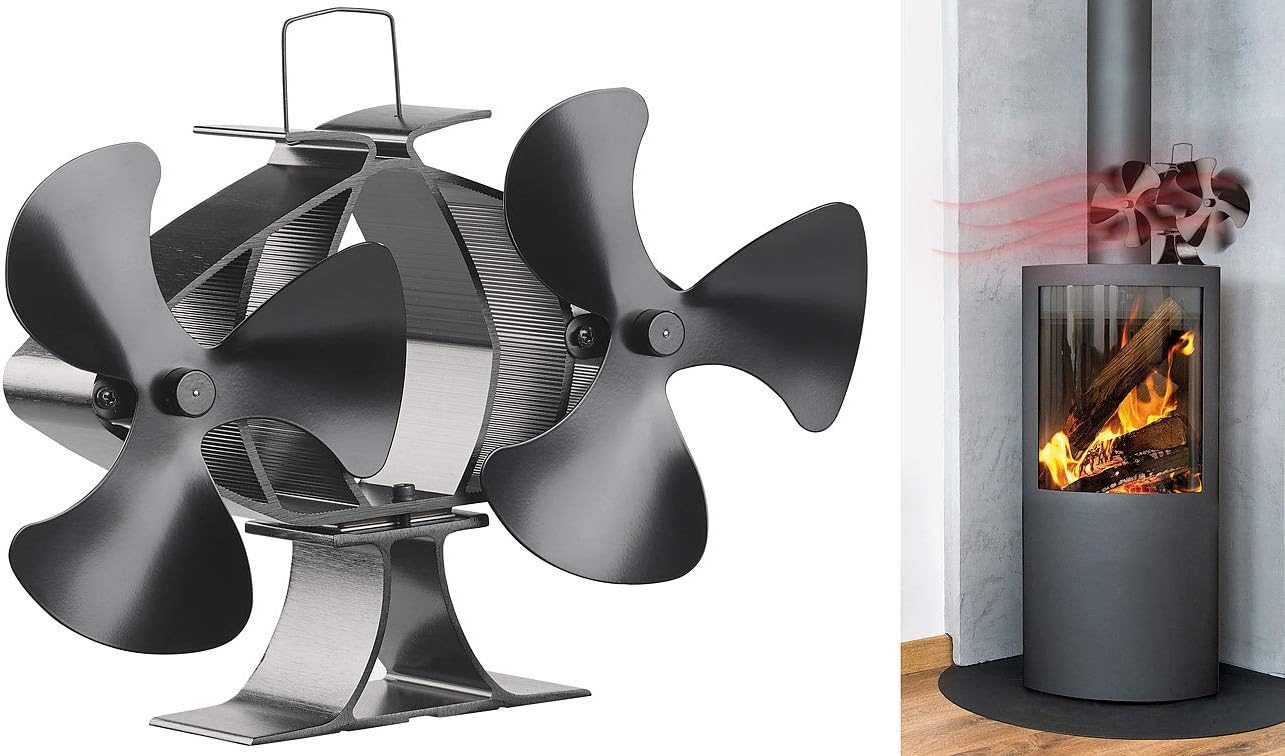 Carlo Milano Ventilator Ofen Stromloser KaminofenDoppelVentilator, je 3 LüfterBlätter, ab 65