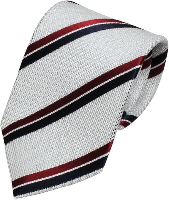 Amazon オジエ Ozie ネクタイ フレスコタイ 絹シルク100 レジメンタルストライプ メッシュ状の素材感が春夏向き 日本製 シルバー ネクタイ 通販