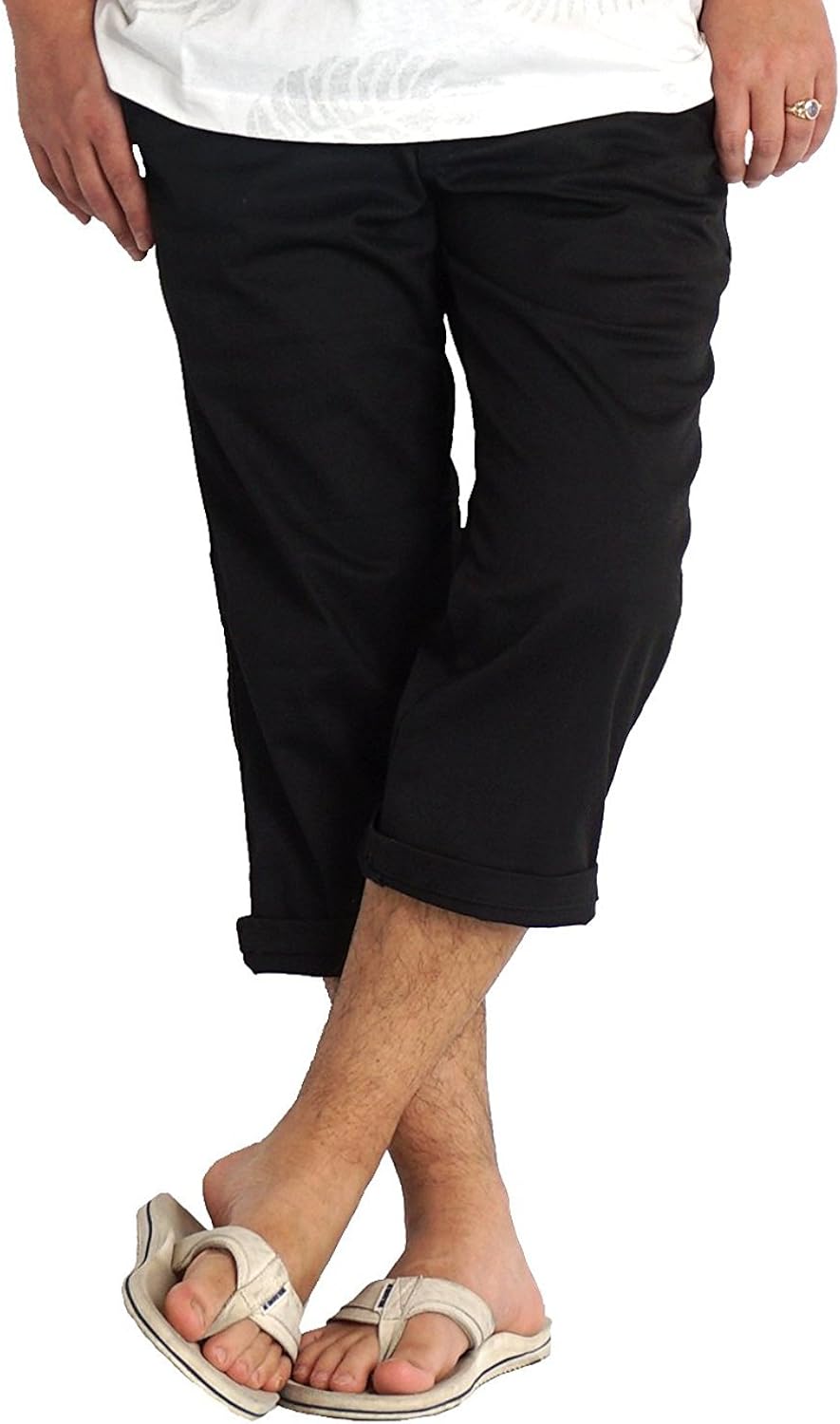 Amazon 大きいサイズ メンズ クロップドパンツ チノパン ７分 七分 ショートパンツ 5009 2l ブラック ショートパンツ 通販
