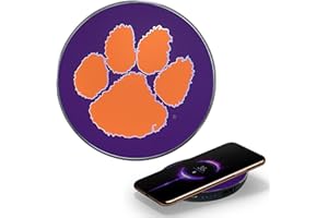 FAMETEK Clemson University Wireless Charger with Illuminated Tigers Logo & Built-in Power Bank for Wired and Wireless Charging -Officially Licensed Collegiate - 100% Portable Wireless Phone Charger