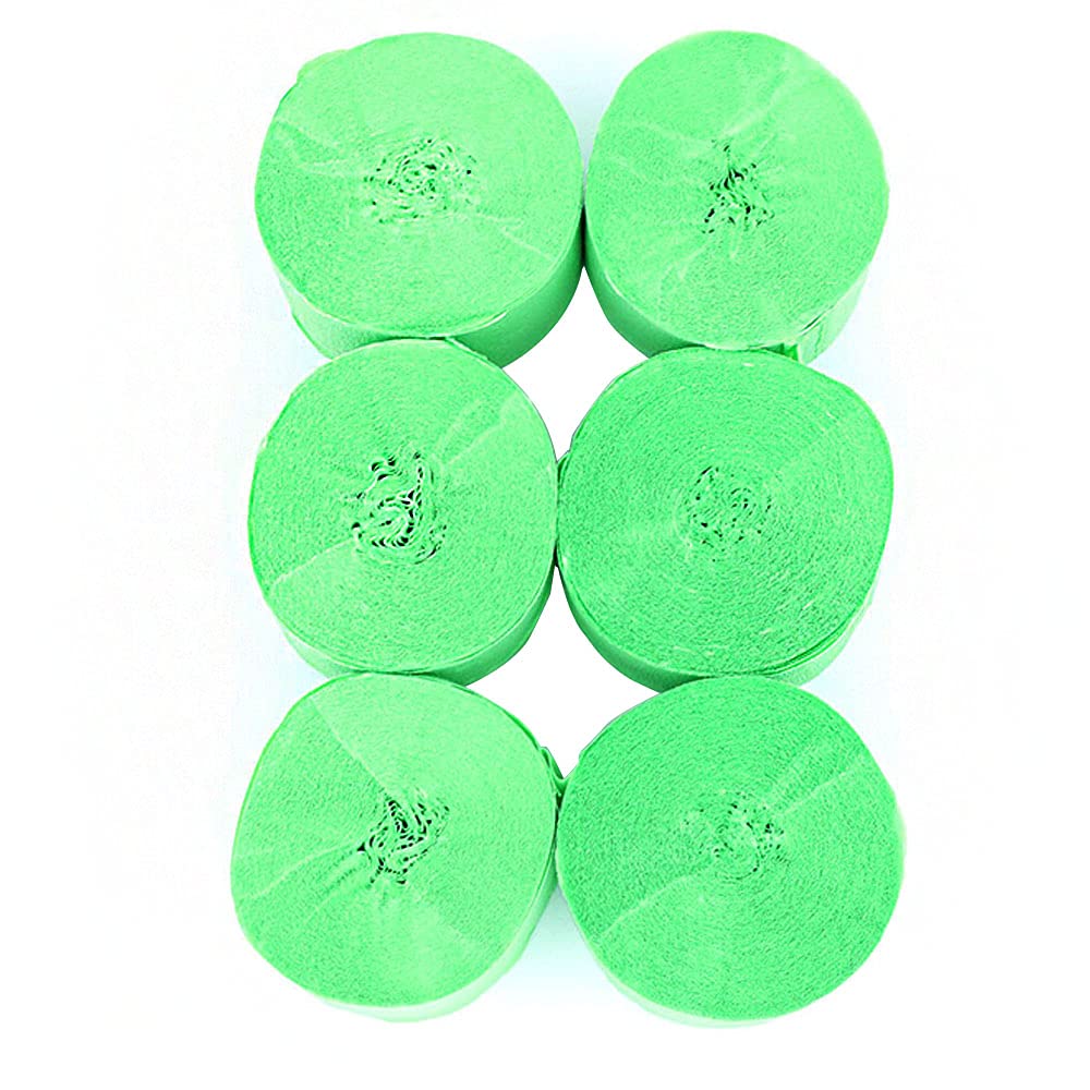 ANCLLO 6 Rolls 4.5cm x 25m Crepe Paper Party Streamers, Streamers Backdrop Hanging Decorations for Birthday Party, Wedding and Festival Decorations, Light Green