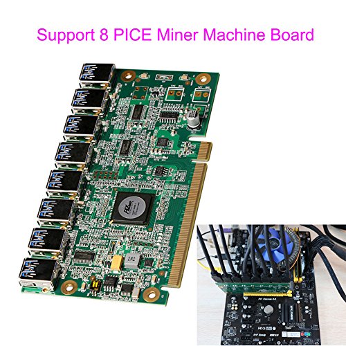 CUagain Motherboard PCI Express 1 to 8 Mining Riser Card PCI-E x16 Data Graphics SATA to 8Pin Adapter Card for BTC Miner Machine Board