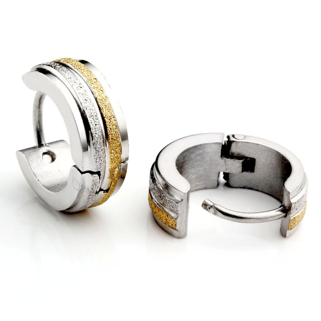 Zysta 4pcs Mens 18G Stainless Steel Silver, Gold, Unique Small Hoop Huggie Hinged Ear Stud, Hypoallergenic Snap Punk Earrings