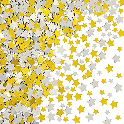 image for Kasteco 120 g Gold Silver stars confetti Metallic Foil Stars Sequin fo