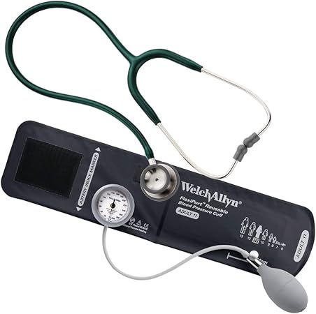 Amazon 聴診器付き 血圧計 ウェルチアレン 聴診器 プロフェッショナル 血圧計 Ds44 11 看護師用医療セット フォレストグリーン ナースセット 聴診器
