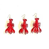 GZYSSL 12 Pcs Mardi Gras Red Carwfish Earring Pendant Decoration Mini Beach Lobster Pendant Earrings Gift
