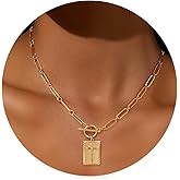 Gold Layered Necklaces for Women,Dainty 14k Gold Plated Stackable Choker Necklaces for Women,Trendy Layering Pearl Chain Paperclip Pendant Jewelry Set Gifts