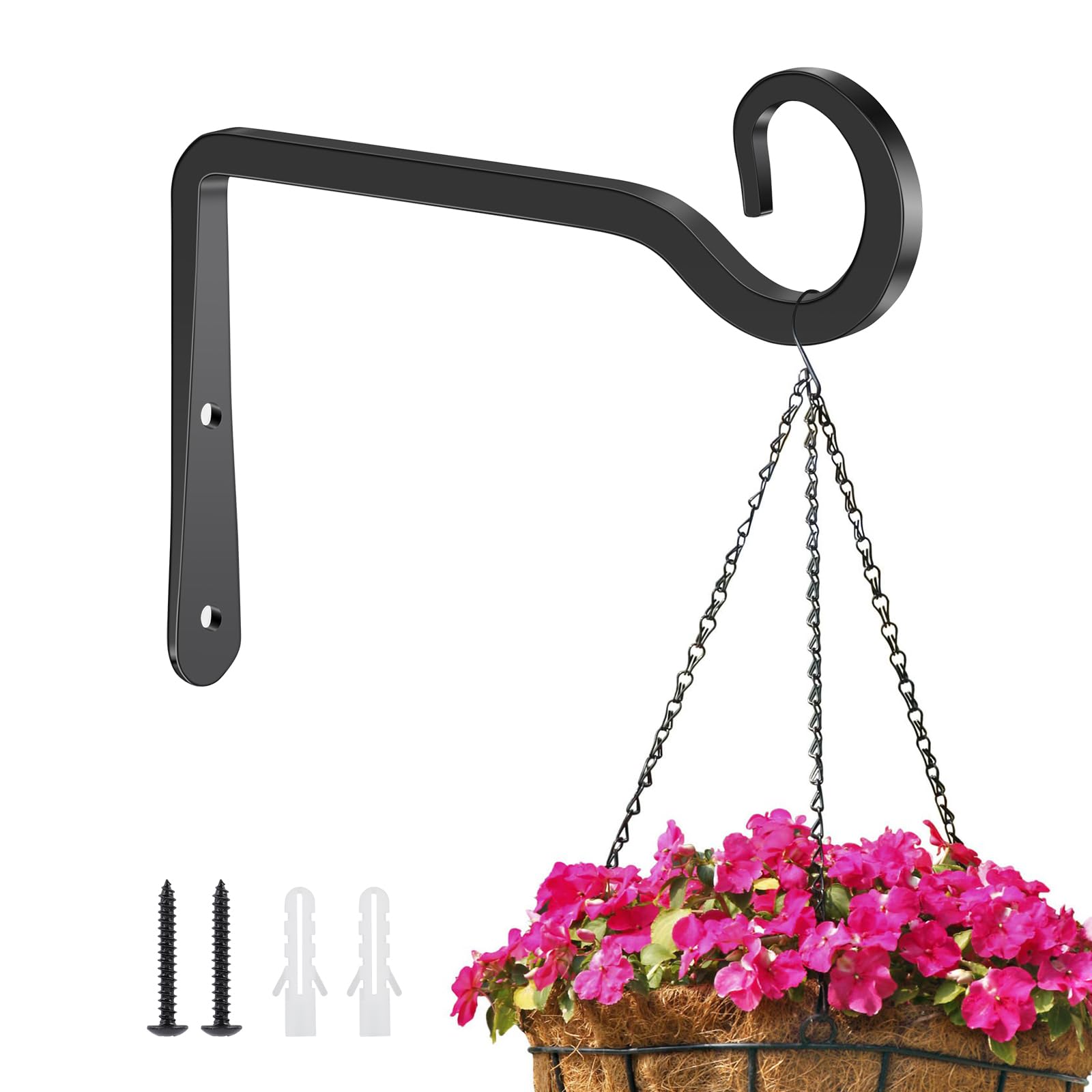 Photo 1 of GREANER 6 Inch Plant Hangers Outdoor, Metal Plant Wall Hanger for Hanging Baskets, Heavy Duty Plant Hanger Hook for Bird Feeder, Hanging Plant, Lantern, Wind Chime(Black)