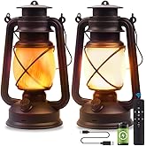 Lantern LED Battery Powered Camping Lamp Outdoor Hanging Rechargeable Lantern Flickering Flame Retro Lanterns Remote Control 