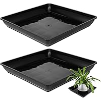 BESTonZON 2Pcs 16 Inch Square Plant Saucer Trays Heavy Duty Plastic Drip Trays for Indoor and Outdoor Pots