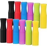 12PCS Silicone Straw Tips, Multicolored Food Grade Straws Tips Covers Only Fit for 1/4 Inch Wide(6MM Outdiameter) Stainless Steel Straws-Multicolor