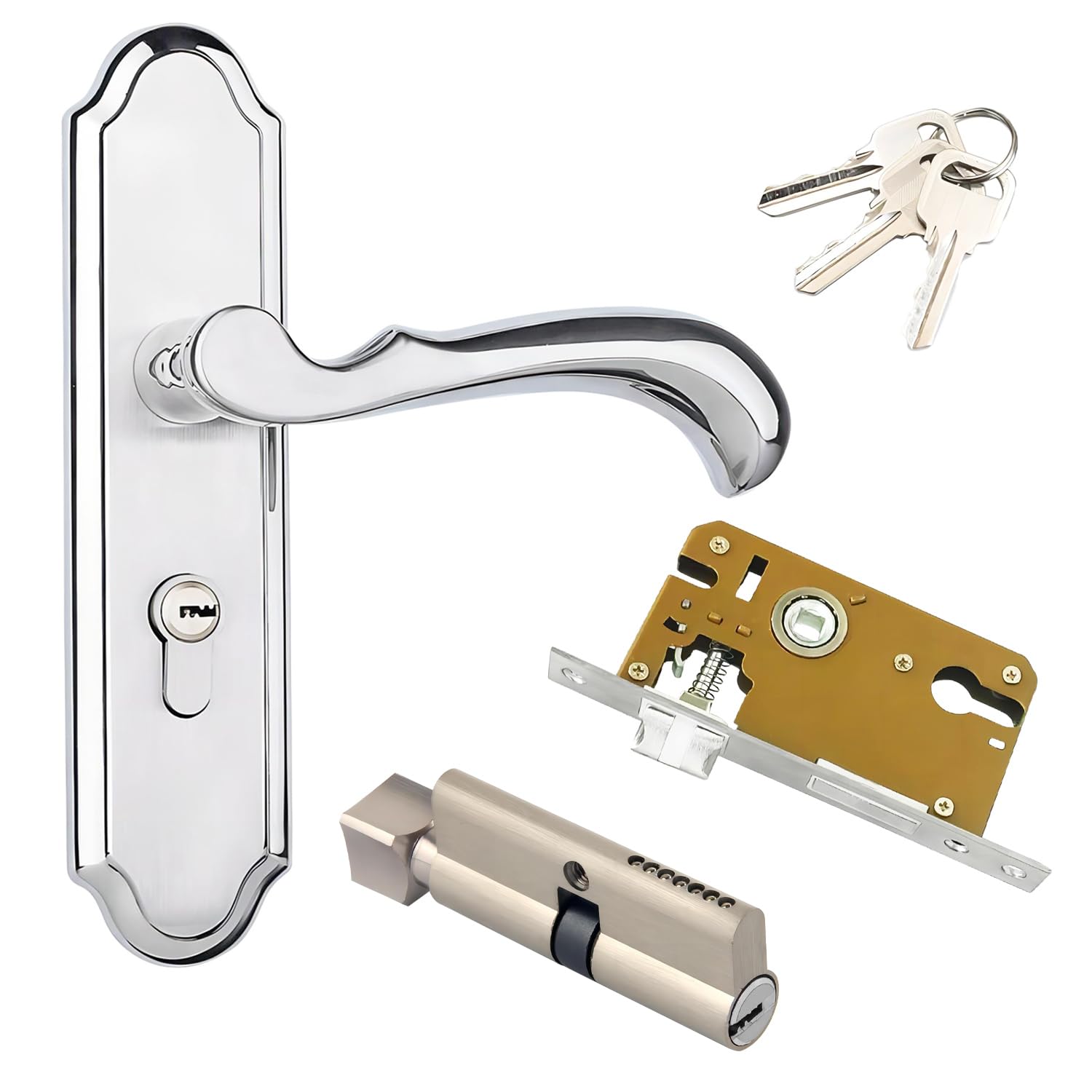 Qrity 1 PCS Lever Latch Handles, Internal Latch Handle, Zinc Alloy Door Lock with Keys, Anti-Theft Bathroom Modern Door Handle — image 1