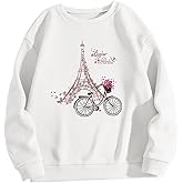 SweatyRocks Women's Graphic Long Sleeve Sweatshirts Casual Crew Neck Loose Pullover Tops Fall Outfits