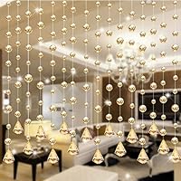 GUOYIHUA Crystal Clear Garland Hanging Bead Curtain,Clear Iridescent Faux Crystal Beaded Curtain Door String Curtain Wall Panel Fringe