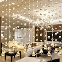 GUOYIHUA Crystal Clear Garland Hanging Bead Curtain,Clear Iridescent Faux Crystal Beaded Curtain Door String Curtain Wall Panel Fringe