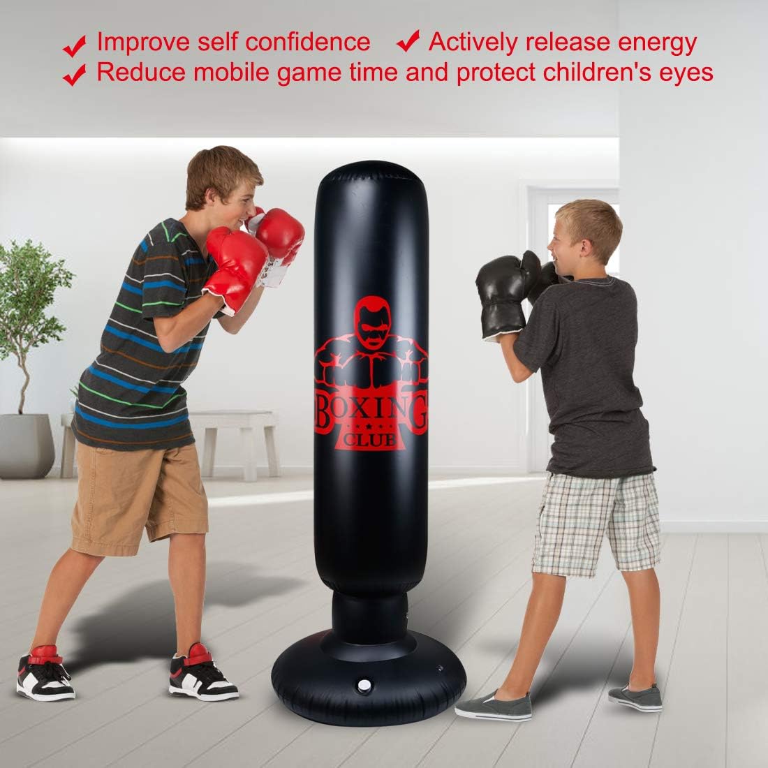 Locsee Punching Bag for Kids, Inflatable Freestanding Bop Bag for Adults and Kids Fitness Boxing Target Bag with Stand, Training Kickboxing Equipment (63 inch) : Sports & Outdoors