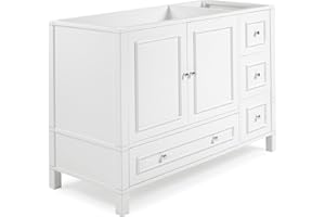 Alaterre Furniture Williamsburg 48 Inch Bathroom Vanity, Freestanding Cabinet Without Sink, Large Wood Vanity with Soft-Close Doors (White)