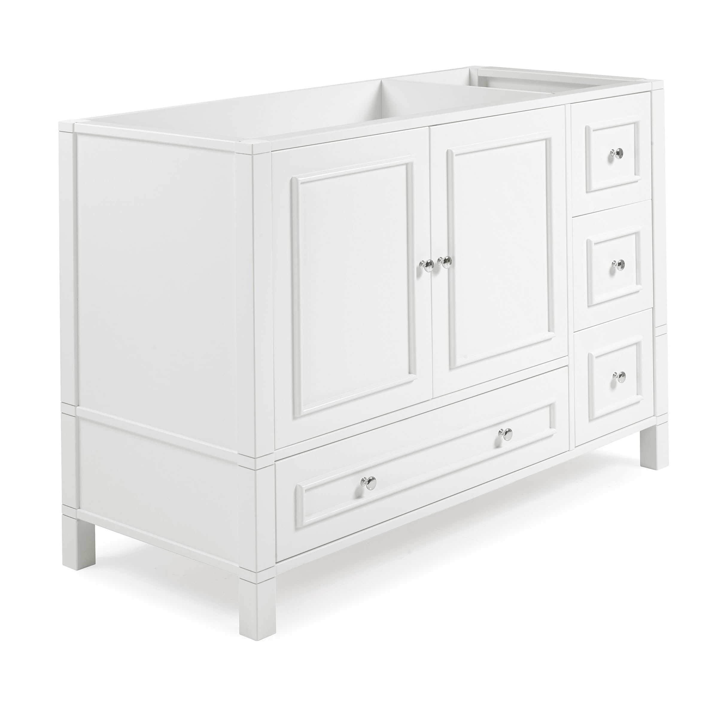 Photo 1 of *HEAVY* Alaterre Furniture Williamsburg 48 Inch Bathroom Vanity, Freestanding Cabinet Without Sink, Large Wood Vanity with Soft-Close Doors (White)