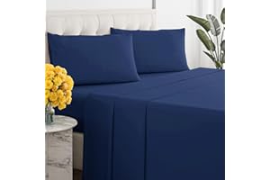 Sleepy Town Queen Size Bed Sheets - 4 Piece - Queen Sheet Set - Extra Soft, Comfy & Cooling - Easy Care - Shrinkage, Wrinkle & Fade Resistant - Brushed Microfiber - Deep Pocket Bed Sheets (Navy Blue)