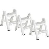 Rubbermaid FG420903WHT EZ Step 2 Step Folding Plastic Ladder Step Stool with Skid Resistant Foot Pads, White (3 Pack)