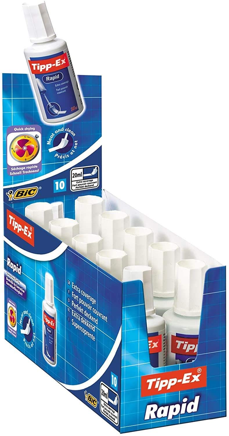 Tipp-Ex Rapid Correction Fluid - 20 ml, Box of 10,white