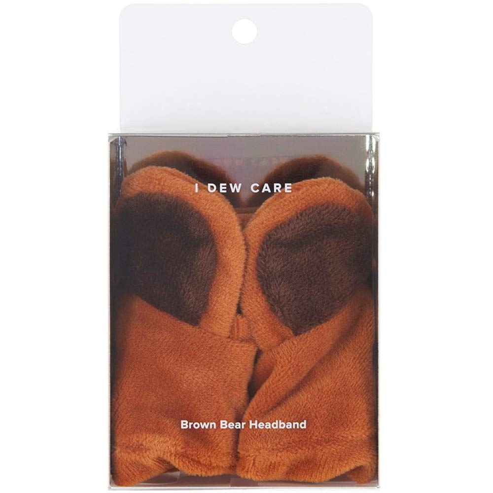 I DEW CARE Brown Bear Face Wash Headband | Soft Velvet Spa Headband for Washing Face, Makeup, Shower, Bath | Korean Skincare : Beauty
