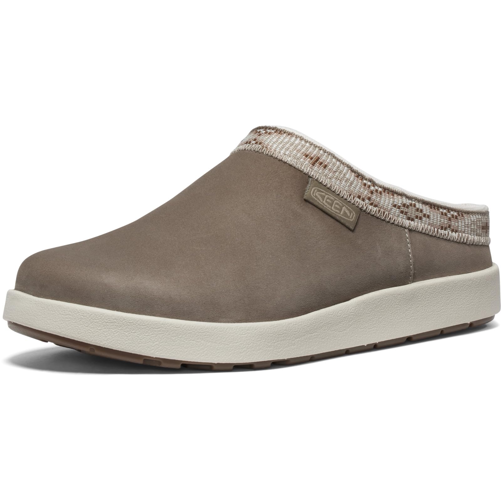 KEEN Women’s Elle Suede Comfortable Durable Indoor Outdoor Mule Slippers, Brindle/Birch, 9.5