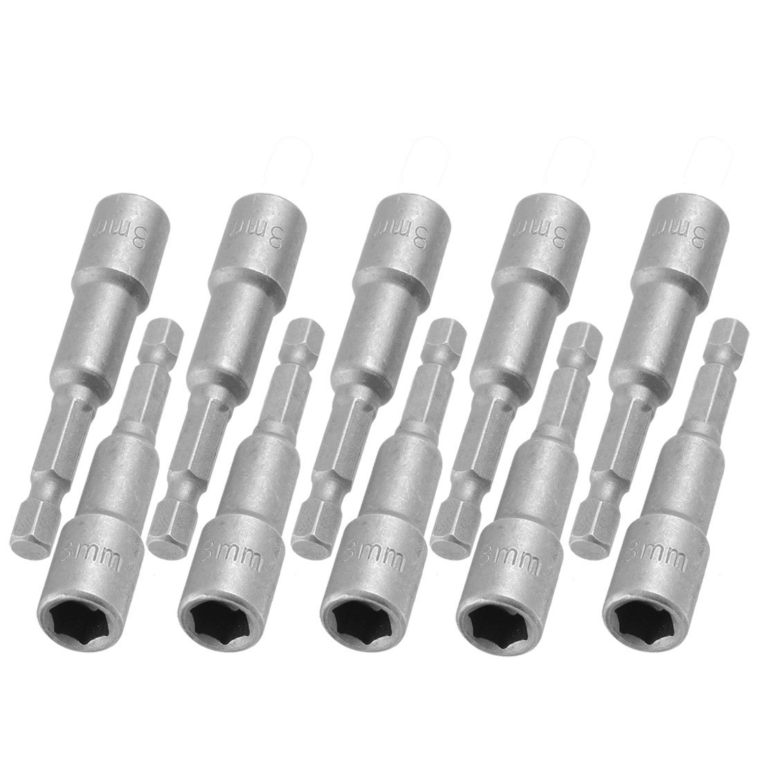 Sourcingmap 10 Pcs 1/4" Shank 8mm Socket Hex Driver Power Tool Non-Magnetic