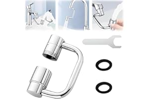 1080° Rotating Faucet Extender, Universal Sink Faucet U Shaped Faucet Extender, 2 Modes Adjustable, 1080° Rotatable Faucet Ae