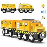 HYPERLIVING Wooden Train Track Accessories Battery Operated Locomotive Train with Magnetic Connection, Compatible with Thomas, Brio, Chuggington