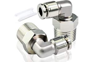 TAILONZ PNEUMATIC 304 Stainless Steel Male Elbow - 1/4 Inch Tube OD x 3/8 Inch NPT Thread 90 Push to Connect Tube Fitting PL-1/4-N3 (Pack of 2)