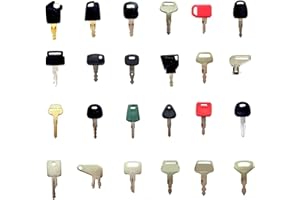 24Pcs Construction Ignition Keys with 1 Wire Keychain, Heavy Equipment Replacement Keys, Compatible with Volvo JD Komatsu Cat