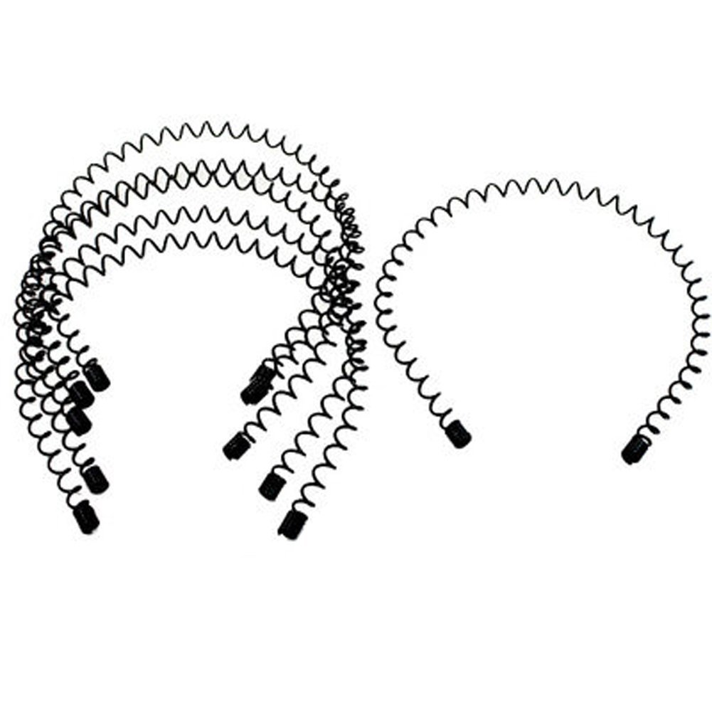 6 PCS Black Multi-style Spring Wave Metal and Plastic Hair Hoop Hairband Boy Girl Sports Headband Headwear Hair Accessory for Women Men (A style)