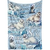 Huglanket Seal Gifts Blanket for Women, Men - Throw Blanket - Birthday Gifts for Seal Lovers - Watercolor - 50" x 65"