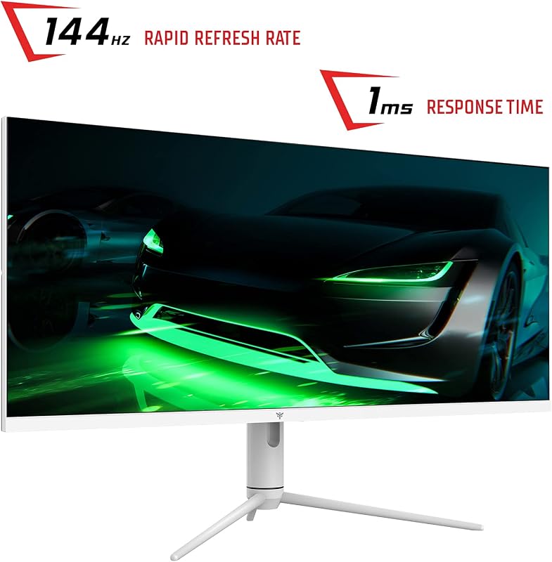 GGF Monitore - 40" Flach, 3440 x 1440 Ultra WQHD-Auflösung, 21:9-Bildschirm, HDR600, 144-Hz-IPS-Panel BZW. 1 ms, HDMI- und DP-Verbindung, Audioausgang, RGB-LED-Leuchten, USB-HUB, Typ C