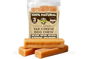 TIBETAN DOG CHEW Tibetan Yak Cheese Dog Chew Sticks - Natural, Handmade, Long-Lasting, Easy to Digest, Ideal for Medium Dogs and Aggressive Chewers, Rawhide,Grain and Gluten Free, Keeps Dogs Busy, 3 Chews