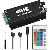 RGBZONE RGB 4-PIN LED Controller, DC12-24V LED Light Strips Controller | Adjustable Brightness &amp; Speed, 24-Keys IR Wireles Remote Control, Music Sync for 5050 3528 RGB LED Strip Light