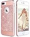 iPhone 7 Plus Case, BENTOBEN Sparkly Rhinestone Bling Hybrid Slim Hard Cover Laminated with Luxury Shiny Synthetic Leather Protective Case for iPhone 7 Plus (5.5 inch), Rose Gold